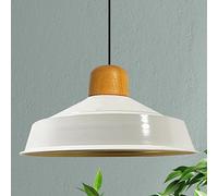bamyum Asletl Plafonnier Industriel en Bois, Abat-Jour 41cm, Plafonnier et Îlot de Cuisine en Métal, Lampe Suspendue Table à Manger, E27 Salon Salle à Manger, Blanc Suspension
