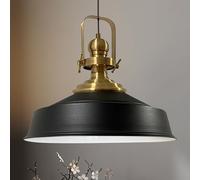 bamyum Asletl Suspension Luminaire Industrielle Rétro en Metal de 40 cm, Lustre de Salon Vintage, Éclairage de Plafond pour Chambre, Cuisine, Plafonnier Suspension, Lampe Suspendue, Noir Blanc