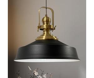 bamyum Asletl Suspension Luminaire Industrielle Rétro en Metal de 40 cm, Lustre de Salon Vintage, Éclairage de Plafond pour Chambre, Cuisine, Plafonnier Suspension, Lampe Suspendue, Noir Blanc