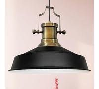 bamyum Asletl Suspension Luminaire Industrielle Rétro en Metal de 41 cm, Lustre de Salon Vintage, Éclairage de Plafond pour Chambre, Cuisine, Plafonnier Suspension, Lampe Suspendue, Noir Blanc