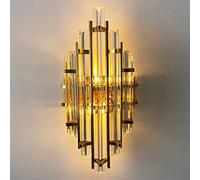 bamyum Champion Applique Murale Intérieure en Cristal de 25x45 cm, Applique Murale Chambre, Couloir, Luminaires Intérieur, Lustre Salon, Décoration de Maison, Lampe de Mur Vintage en Couleur d'Or