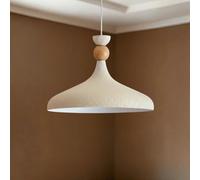 bamyum Champion Lampe à Bois Suspension Moderne en Metal de 35 cm, Lustre de Salon, Chambre, Cuisine, Suspension Luminaire Plafonnier, Éclairage de Plafond, Lampe Suspendue Blanc