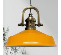 bamyum Lampe à Suspendre Industrielle, Abat-Jour de 40 cm, Lampe de Cuisine Moderne en Métal, Jaune Foncé