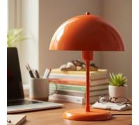 bamyum Lampe de Chevet à Champignon en Métal, Lampe de Bureau et de Table Vintage, Abat-Jour de 24 cm pour Chambre d'Enfant et Adulte, Lustre Salon Rétro, Mushroom Lampe de Chevet Orange