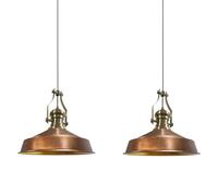bamyum Neo-Asletl Suspension Luminaire Industrielle Rétro en Metal Lot de 2, Lustre de Salon Vintage, Éclairage de Plafond pour Chambre, Cuisine, Lampe Suspendue, Ton Cuivre