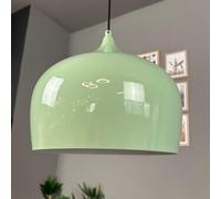 bamyum Suspension Luminaire Moderne en Bois et Metal, Lustre Salle à Manger Ronde de 30 cm, Lustre Cuisine E27 en Métal, Plafonnier, Lampe pour Chambre, Salon, Couloir, Menthe Verte