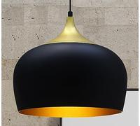 bamyum Suspension Luminaire Moderne en Bois et Metal, Lustre Salon Ronde de 30 cm, Lustre Cuisine E27 en Métal, Plafonnier, Lampe pour Chambre, Salle à Manger, Couloir, Noir