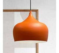 bamyum Suspension Luminaire Moderne en Bois et Metal, Lustre Salon Ronde de 30 cm, Lustre Cuisine E27 en Métal, Plafonnier, Lampe pour Chambre, Salle à Manger, Couloir, Orange