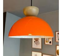 bamyum Yimpi Suspension Luminaire en Metal de 30cm, Plafonnier Vintage, Lustre Salon, Cuisine, Chambre, Salle à Manger, Couloir Lampe Ronde E27, Suspension Luminaire, Éclairage Intérieur, Orange