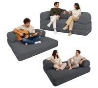 Bananair - Canapé Convertible 2 Places Fabriqué en France - Canapé Lit Modulable en Mousse Haute Densité et Tissu Velours Côtelé - Design Innovant Boneless Couch, Expédié Compressé (Gris Anthracite)