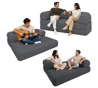 Bananair - Canapé Convertible 2 Places Fabriqué en France - Canapé Lit Modulable en Mousse Haute Densité et Tissu Velours Côtelé - Design Innovant Boneless Couch, Expédié Compressé (Gris Anthracite)