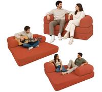bananair - Canapé Convertible 2 Places Fabriqué en France - Canapé Lit Modulable en Mousse Haute Densité et Tissu Velours Côtelé - Design Innovant Boneless Couch, Expédié Compressé (Terracotta)