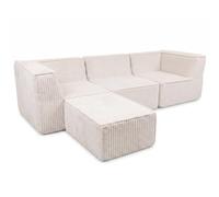 bananair - Canapé Modulable 3 Places avec Repose-Pieds, Blanc cassé | Fabriqué en France, Tissu Oeko-Tex, 100 % Confort