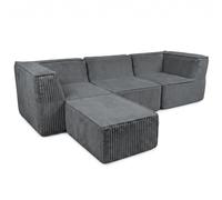 bananair - Canapé Modulable 3 Places avec Repose-Pieds, Gris foncé | Fabriqué en France, Tissu Oeko-Tex, 100 % Confort