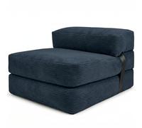 bananair - Chauffeuse 1 Place Adulte Convertible - Matelas d'Appoint Déhoussable en Velours Côtelé - Canapé Lit, Futon Pliable Pratique & Confortable, Rembourré en Mousse (70 x 190 cm, Bleu)