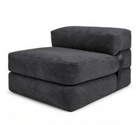 bananair - Chauffeuse 1 Place Adulte Convertible - Matelas d'Appoint Déhoussable en Velours Côtelé - Canapé Lit, Futon Pliable Pratique & Confortable, Rembourré en Mousse (70 x 190 cm, Gris Foncé)
