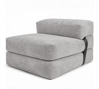 bananair - Chauffeuse 1 Place Adulte Convertible - Matelas d'Appoint Déhoussable en Velours Côtelé - Canapé Lit, Futon Pliable Pratique & Confortable, Rembourré en Mousse (70 x 190 cm, Gris Clair)