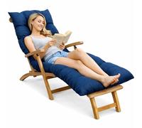 bananair - Coussin Bain de Soleil Chaise Longue - Épais, Ultra Confortable, Design Matelassé - Fabriqué en France - Matelas Transat avec Scratchs, Facile à Installer (185x60x15 cm, Bleu)