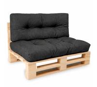 bananair - Coussin Palette Extérieur Confortable - Tissu Résistant, Anti-UV & Déperlant - Coussin Salon de Jardin Extérieur, Balcon, Terrasse (Lot Assise + Dossier, Noir)