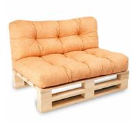 bananair - Coussin Palette Extérieur Confortable - Tissu Résistant, Anti-UV & Déperlant - Coussin Salon de Jardin Extérieur, Balcon, Terrasse (Lot Assise + Dossier, Orange)