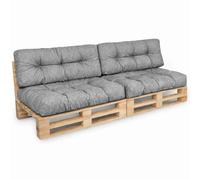 Coussins Palette lot x2 en polyester BANANAIR 120x80cm/120x40cm Gris