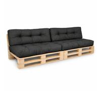 bananair - Coussin Palette Extérieur Confortable - Tissu Résistant, Anti-UV & Déperlant - Coussin Salon de Jardin Extérieur, Balcon, Terrasse (Lot 2 Assises 120X80 cm + 2 Dossiers 120X40 cm, Noir)