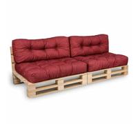 Coussins Palette lot x2 en polyester BANANAIR 120x80cm/120x40cm Rouge