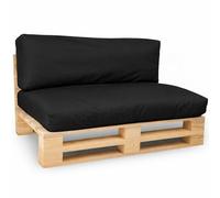 Coussins Palette Déhoussable Imperméable LOT BANANAIR 120x80cm/120x40cm Noir