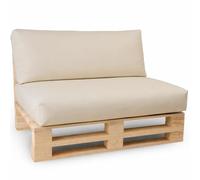 Coussins Palette Déhoussable Imperméable LOT BANANAIR 120x80cm/120x40cm Beige