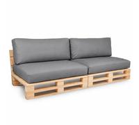 Coussins Palette Déhoussable Imperméable LOT x2 BANANAIR 120x80cm/120x40cm Gris foncé