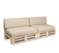 bananair Coussins Palettes Déhoussables, Tissu Imperméable et Anti-UV - Set 2 Assises 120x80 cm + 2 Dossiers 120x40 cm (Beige)