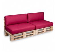 Coussins Palette Déhoussable Imperméable LOT x2 BANANAIR 120x80cm/120x40cm Rouge