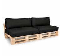Coussins Palette Déhoussable Imperméable LOT x2 BANANAIR 120x80cm/120x40cm Noir