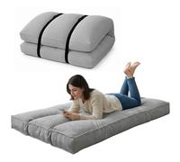 bananair - Futon 1 Place Épais & Confortable Fabriqué en France, Housse Lavable, Idéal comme Matelas de Sol, d'Appoint, Chauffeuse - Futon Pliable, Sangle de Rangement Incluse (90x190 cm, Gris Clair)