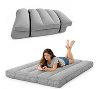 Futon déhoussable - 140 x 190 cm - Bananair - Gris clair