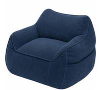 bananair - Pouf en Velours Côtelé pour Salon et Chambre (Bleu Foncé) | Tissu Oeko-Tex, Forme Enveloppante, Assise Moelleuse