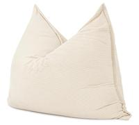 Bananair Pouf Géant XXL d’Intérieur en Velours Côtelé 180x140 cm - Doux, Confortable, Déhoussable - Généreusement Rembourré, Détente Totale - Gros Pouf Lit pour Salon, Chambre Ado, Gamer (Blanc Cassé)