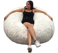 bananair - Pouf Géant XXL en Fourrure - Doux & Confortable - Housse Lavable en Machine - Généreusement Rembourré, Qualité Supérieure - Gros Pouf Lit, Bean Bag (Blanc, 120 cm)