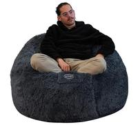 bananair - Pouf Géant XXL en Fourrure - Doux & Confortable - Housse Lavable en Machine - Généreusement Rembourré, Qualité Supérieure - Gros Pouf Lit, Bean Bag (Gris, 120 cm)