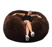 bananair - Pouf Géant XXL en Fourrure - Doux & Confortable - Housse Lavable en Machine - Généreusement Rembourré, Qualité Supérieure - Gros Pouf Lit, Bean Bag (Chocolat, 140 cm)