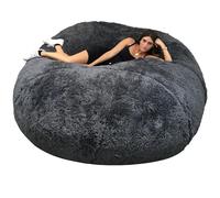 bananair - Pouf Géant XXL en Fourrure - Doux & Confortable - Housse Lavable en Machine - Généreusement Rembourré, Qualité Supérieure - Gros Pouf Lit, Bean Bag (Gris, 200 cm)