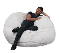 bananair - Pouf Géant XXL en Fourrure - Doux & Confortable - Housse Lavable en Machine - Généreusement Rembourré, Qualité Supérieure - Gros Pouf Lit, Bean Bag (Blanc, 140 cm)