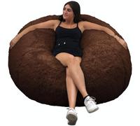 bananair - Pouf Géant XXL en Fourrure - Doux & Confortable - Housse Lavable en Machine - Généreusement Rembourré, Qualité Supérieure - Gros Pouf Lit, Bean Bag (Chocolat, 120 cm)