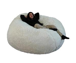 bananair - Pouf Géant XXL en Fourrure - Doux & Confortable - Housse Lavable en Machine - Généreusement Rembourré, Qualité Supérieure - Gros Pouf Lit, Bean Bag (Blanc, 160 cm)