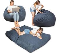 Bananair - Pouf Lit Convertible en Velours Côtelé - Transformable en Matelas d’Appoint Ultra Confortable, Rembourrage en Mousse - Pouf Salon/Chambre Utilisable en Futon/Matelas de Sol (Bleu Nuit)