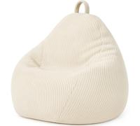 bananair Pouf Poire en Velours Côtelé - Fabriqué en France - Doux, Confortable, Facilement Transportable & Housse Lavable - Gros Pouf Salon/Chambre pour Enfant (80 x 70 cm, Blanc cassé)