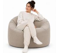 Bananair - Pouf Poire Géant Velours Côtelé, Fabriqué en France - Fauteuil Pouf XXL Remplissage Mousse, Généreusement Rembourré, 100% Confort & Douceur, Idéal Salon, Chambre Adulte, Ado (100 cm, Beige)