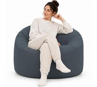 Bananair - Pouf Poire Géant Velours Côtelé, Fabriqué en France - Fauteuil Pouf XXL Remplissage Mousse, Généreusement Rembourré, 100% Confort & Douceur - Idéal Salon, Chambre Adulte, Ado (100 cm, Bleu)
