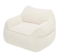 Pouf Fauteuil velours côtelé - 100x110 cm - Bananair - Blanc cassé