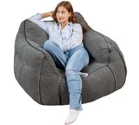 Bananair - Pouf Salon & Chambre en Velours Côtelé - Fauteuil Pouf Cocooning, Élégant & Douillet - Idéal pour Coin Lecture ou Cosy (Gris Foncé)